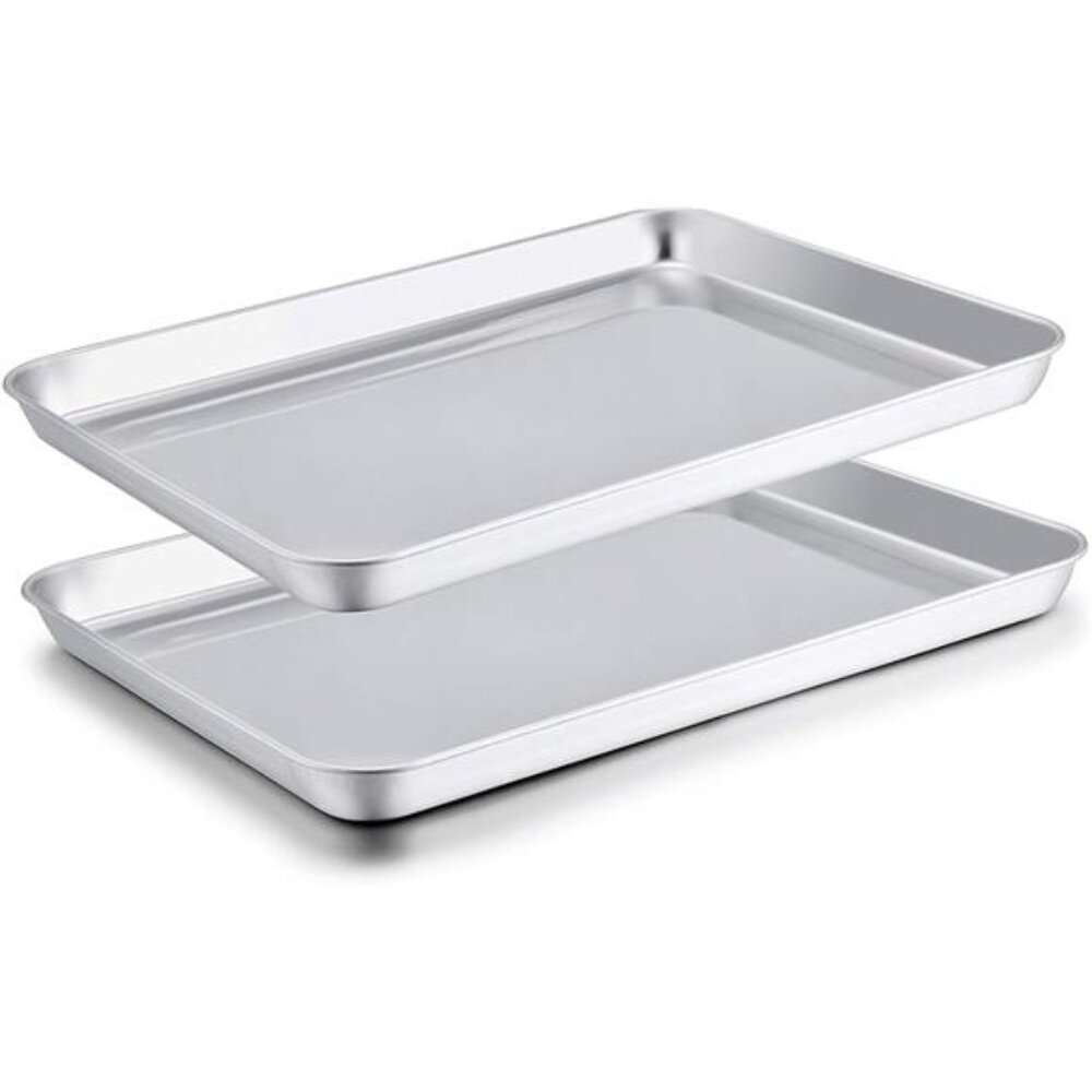 Baking Sheet Set of 2, Baking Pans Tray Cookie Sheet Stainless Steel, Non Toxic